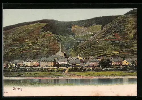 AK Valwig, Panoramaansicht der Stadt mit Blick zur Kirche