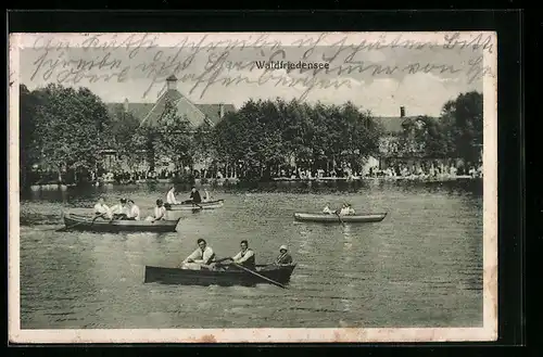 AK Neustadt bei Coburg, Ruderboote auf dem Waldfriedensee