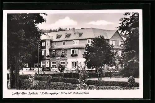 AK Jagdhaus im Rothaargebirge, vor dem Gasthof Wiese