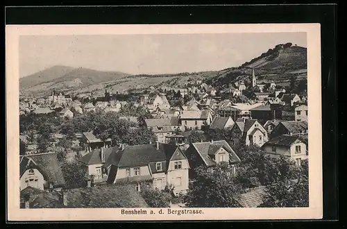 AK Bensheim a. d. Begrstrasse, Generalansicht der Stadt