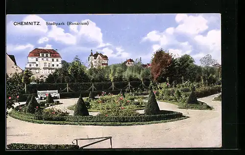 AK Chemnitz, Partie im Stadtpark, Rosarium