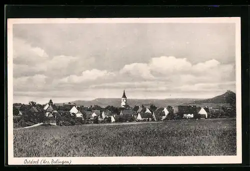 AK Ostdorf bei Balingen, Ortspanorama mit Blick zur Kirche