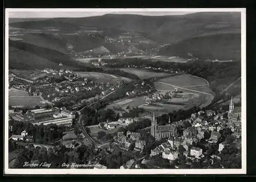 AK Kirchen /Sieg, Ortsansicht vom Flugzeug aus