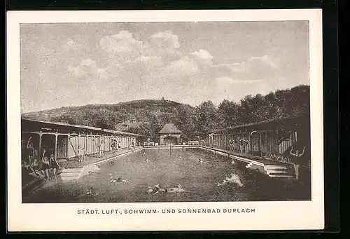 AK Durlach, Schwimmbecken des Städt. Luft-, Schwimm- und Sonnenbades