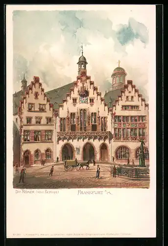 Lithographie Alt-Frankfurt, Der Römer, Neue Fassade
