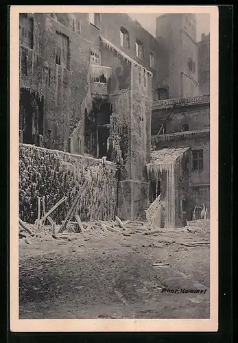 AK Stuttgart, Brand des Alten Schlosses, Die vereiste Schlossruine
