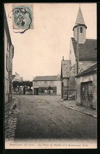 AK Maurecourt, la Place de l`Eglise et le Restaurant Petit