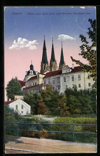 AK Olmütz, Blick nach dem Dom vom Kloster Hradisch aus