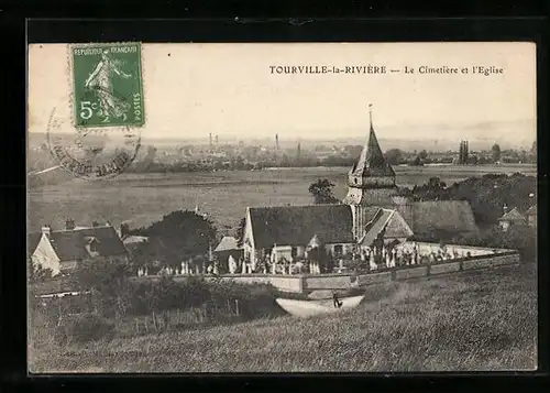 AK Tourville-la-Riviere, Le Cimetiere et l`Eglise