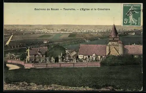 AK Tourville par Rouen, L`Eglise et le Cimetiere