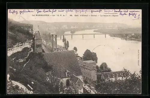 AK Orival pres Elbeuf, La Seine et l`Eglise