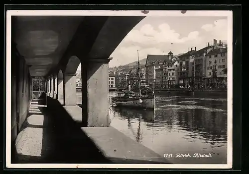 AK Zürich, schöner Blick auf den Flusslauf der Altstadt