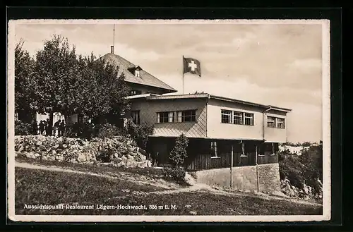 AK Lägern-Hochwacht, Blick auf d. Aussichtspunkt und Restaurant, Bes. H. Huber