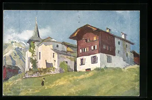 Künstler-AK Francis Portier, Grimentz (Valais), Pro Juventute