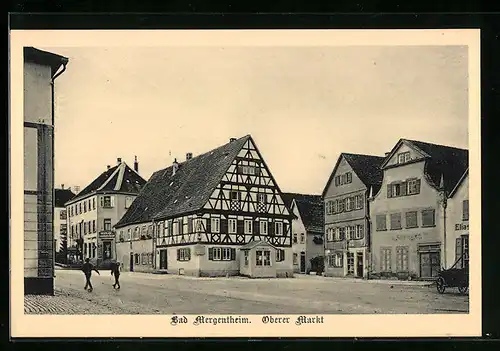 AK Bad Mergentheim, Oberer Markt mit Fachwerkhaus