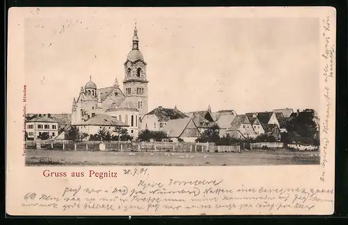 AK Pegnitz, Panoramaansicht mit Kirche