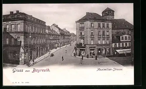 AK Bayreuth, Blick von oben auf die Maximilian-Strasse