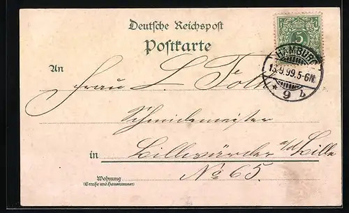 Lithographie Hamburg-Neustadt, Alster, Uhlenhorster Fährhaus