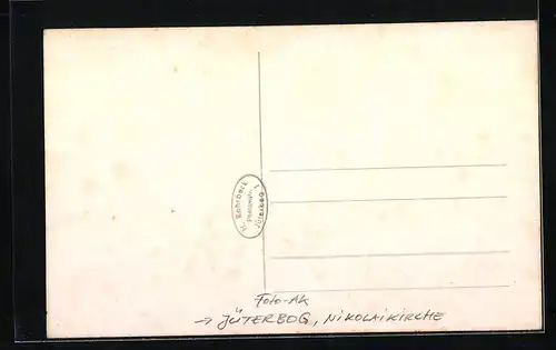 Foto-AK Jüterbog, Strassenpartie mit Nikolaikirche