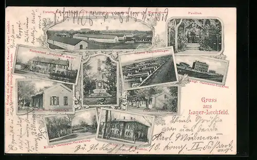 AK Lager Lechfeld, Restaurant Steinernes Haus, Offizierswohnbaracke, Pavillon