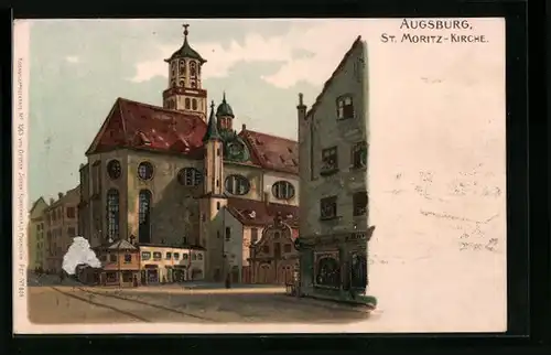 Lithographie Augsburg, St. Moritz-Kirche