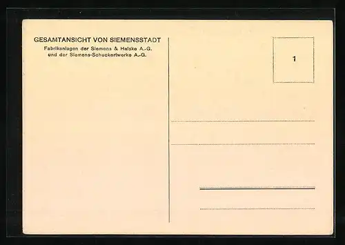 AK Berlin-Siemensstadt, Fabrikanlagen der Siemens & Halske AG und der Siemens-Schuckertwerke AG