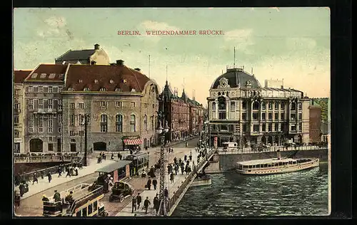 AK Berlin, Weidendammer Brücke mit Strassenbahn