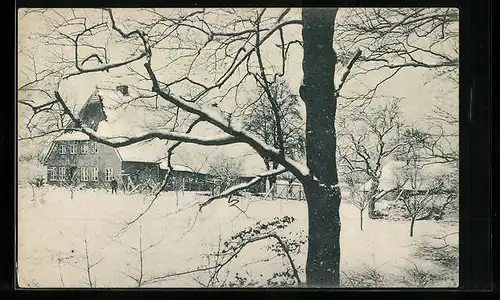 AK Klingberg bei Lübeck, Gebäude im Winter