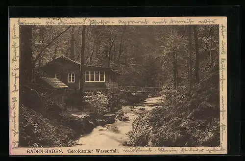 AK Baden-Baden, Geroldsauer Wasserfall mit Gasthaus