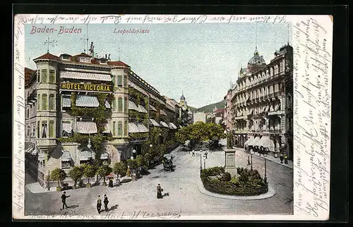 AK Baden-Baden, Hotel Victoria am Leopoldsplatz