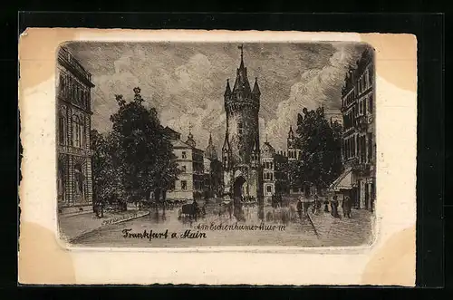 Künstler-AK Frankfurt a. Main, am Eschenheimerthurm