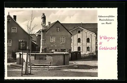 AK Ruhmannsfelden, Marienbrunnen am Markt