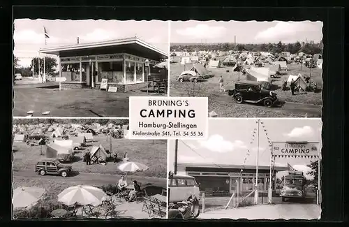 AK Hamburg-Stellingen, Brüning's Camping, Mehrfachansichten