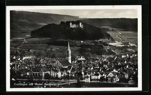 AK Tuttlingen, Gesamtansicht mit Ruine Honburg