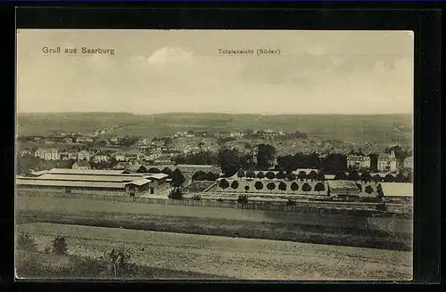 AK Saarburg, Totalansicht, Süden