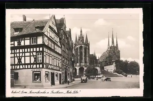 AK Erfurt, Dom, Severikirche, Gasthaus Hohe Lilie, Apotheke