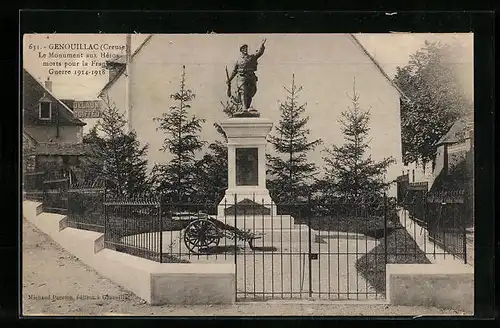 AK Genouillac, le Monument aux Héros morts pour la France Guerre 1914-1918