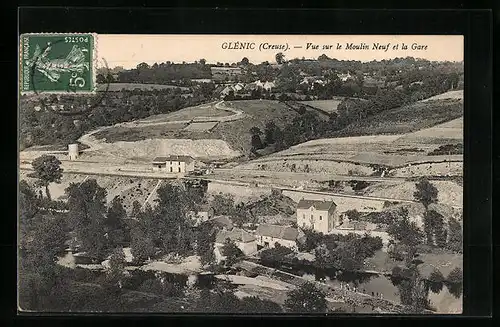 AK Glénic, Vue sur le Moulin Neuf et la Gare