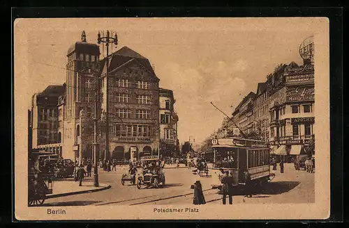 AK Berlin-Tiergarten, Strassenbahnverkehr auf dem Potsdamer Platz