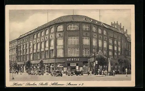 AK Berlin-Kreuzberg, Kaufhaus Hertie, Belle-Alliance-Strasse 1-3