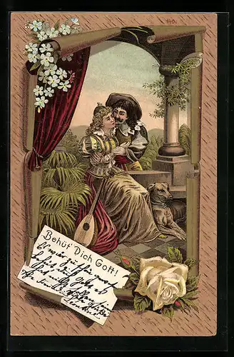 Lithographie Behüt Dich Gott! Werner und Margaretha