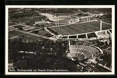 AK Berlin, Reichssportfeld mit Dietrich-Eckart-Freilichtbühne, Olympia