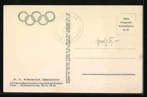 AK Berlin, Reichssportfeld und Olympia-Stadion, Olympia 1936