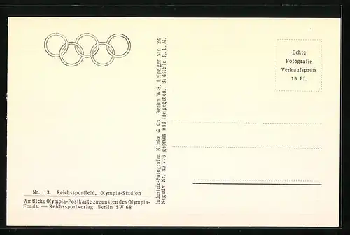 AK Berlin, Reichssportfeld und Olympia-Stadion, Olympia 1936