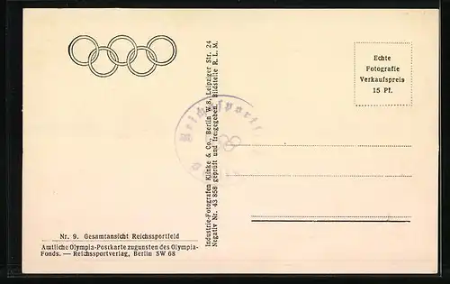 AK Berlin, Gesamtansicht Reichssportfeld, Olympia