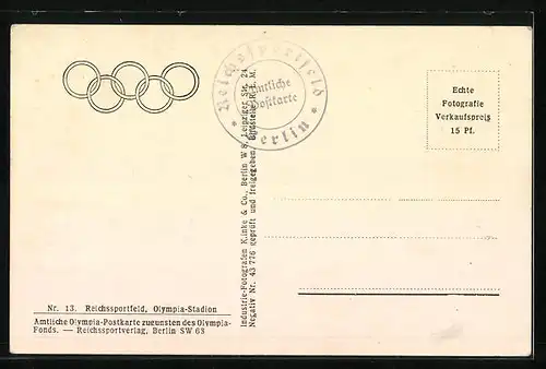 AK Berlin, Reichssportfeld und Olympia-Stadion, Olympia 1936