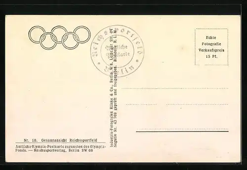 AK Berlin, Gesamtansicht des Reichssportfeldes, Olympia 1936