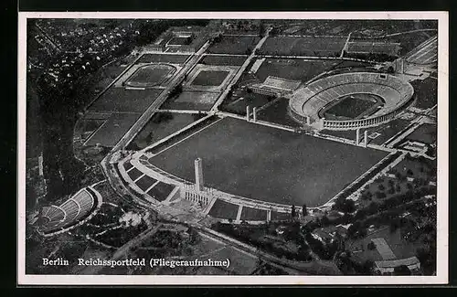 AK Berlin, Reichssportfeld Olympia vom Flugzeug aus