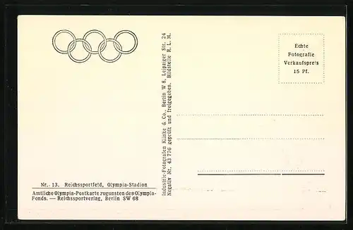 AK Berlin, Reichssportfeld, Olympia-Stadion