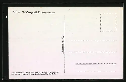 AK Berlin, Fliegeraufnahme des Reichssportfeldes